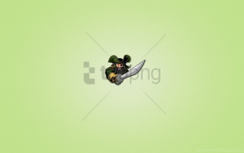 beard light green background minimalism one-eyed pirate sword wallpaper Isolated PNG Element with Clear Transparency