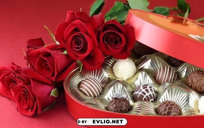beautiful wallpaper with red roses and chocolates in heart HighResolution Transparent PNG Isolation