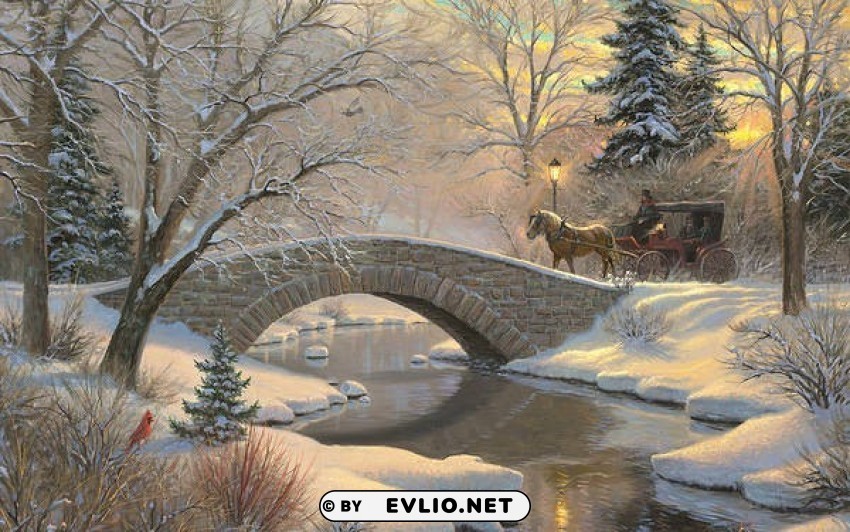 beautiful winter painting PNG high quality