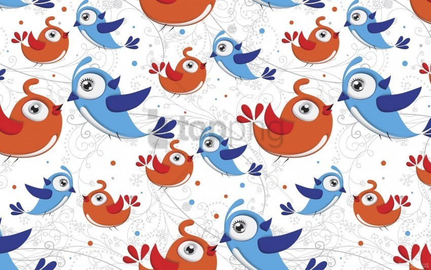 birds blue orange patterns wallpaper HighResolution Isolated PNG with Transparency