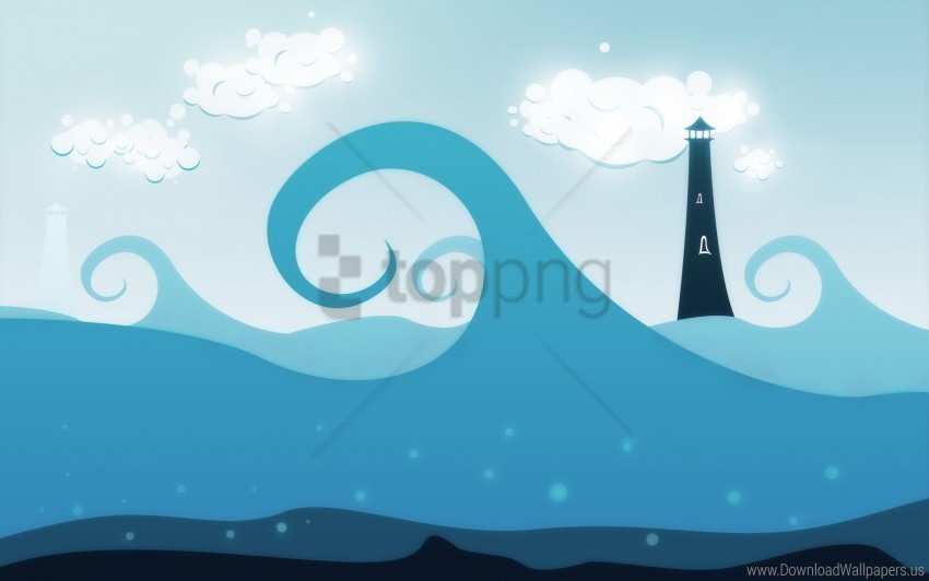 blue cloud tower vector wave wallpaper PNG files with clear background