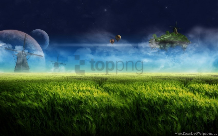 blue floating island wallpaper Transparent PNG graphics library