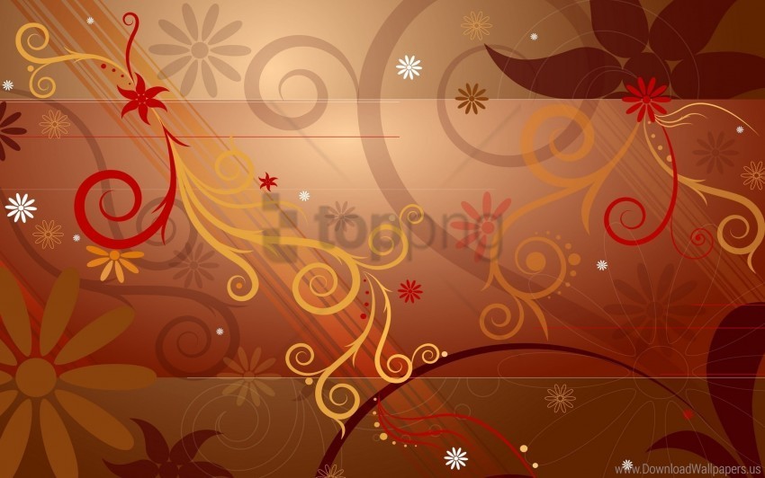 bright brown flowers patterns wallpaper HD transparent PNG