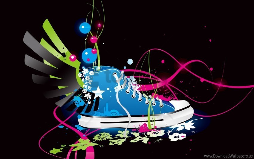 bright patterns shoes sneakers wallpaper PNG Image with Transparent Background Isolation