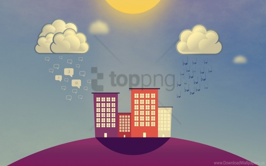 buildings clouds notes rain smiles vector wallpaper PNG images for graphic design