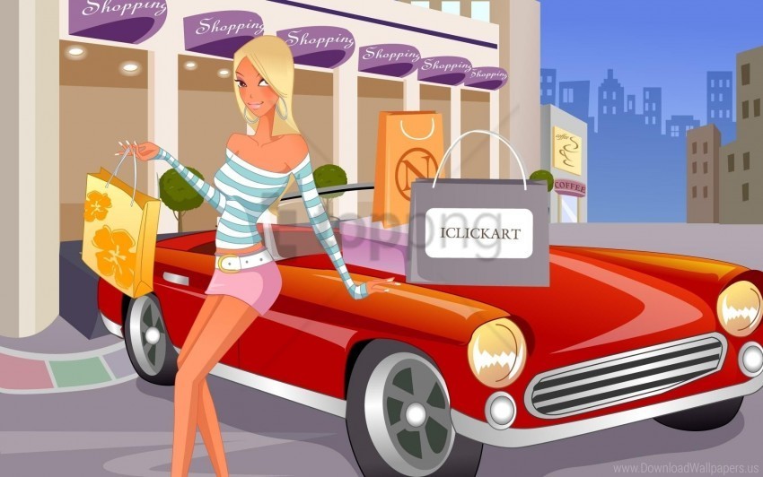 Car Girl Shopping Wallpaper HighQuality Transparent PNG Object Isolation