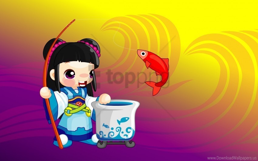 china figure fish fisherman fishing jump wallpaper Transparent PNG Object with Isolation