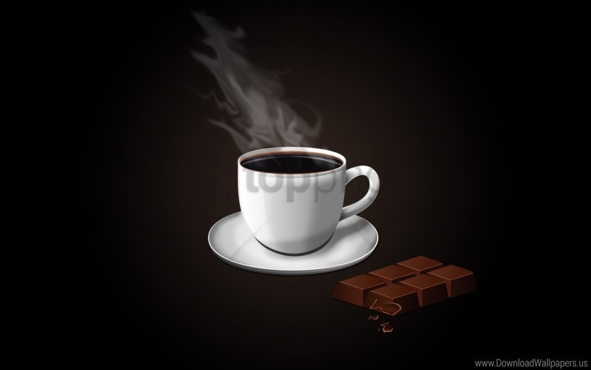 Chocolate Coffee Cup Plate Vapor Wallpaper PNG Without Background