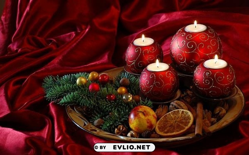 christmas wallpaper with red satin and candles Transparent PNG Illustration with Isolation