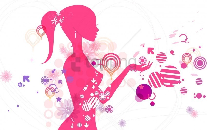 circles girl patterns pink silhouette wallpaper PNG transparent icons for web design