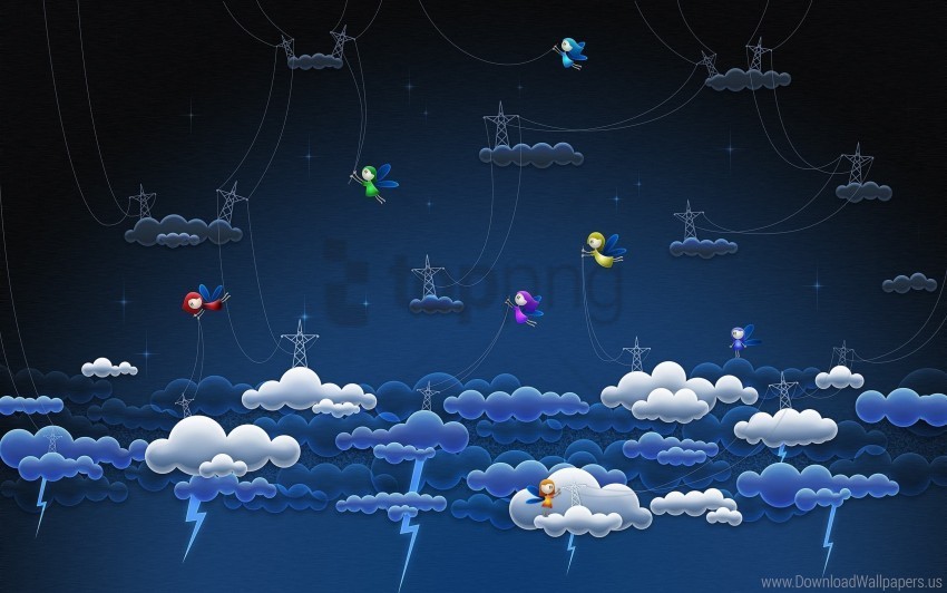 clouds stars thunder-storm wallpaper PNG Image with Transparent Isolated Graphic