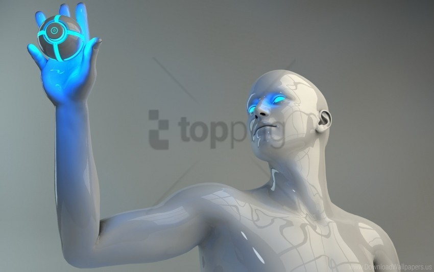color mannequin neon robot touch wallpaper Isolated Graphic on Transparent PNG