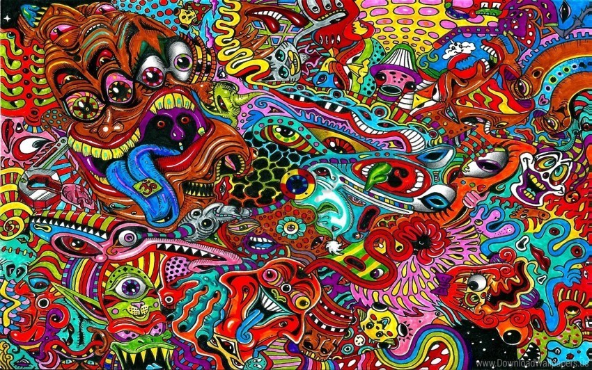 colorful drawing psychedelic surreal wallpaper PNG for t-shirt designs