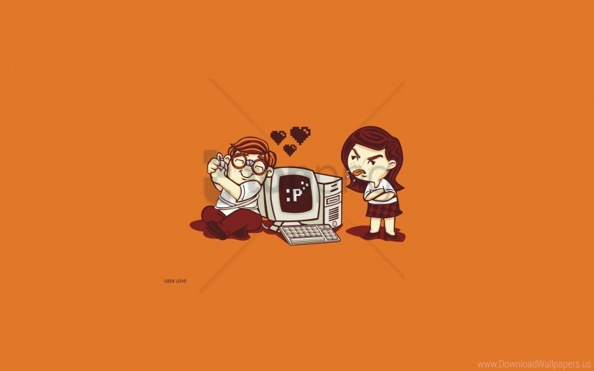 computer gamer love man vector woman wallpaper PNG with clear overlay