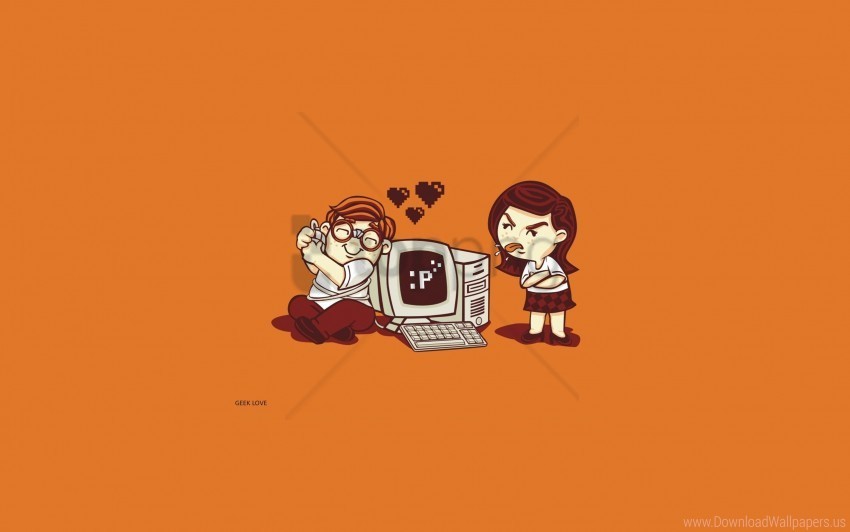 Computer Gamer Love Man Vector Woman Wallpaper PNG With Clear Overlay