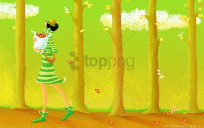 costume food girl shopping trees wallpaper HighQuality Transparent PNG Isolated Graphic Element