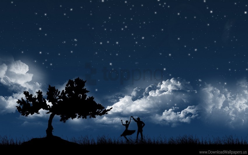 couple dance night silhouettes sky tree wallpaper PNG files with no background assortment