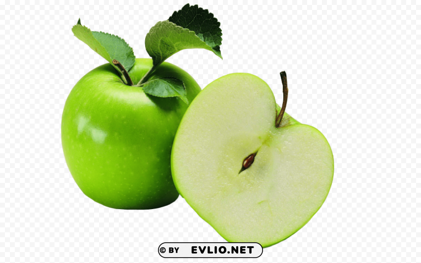 Cut Green Apple PNG Transparent Vectors