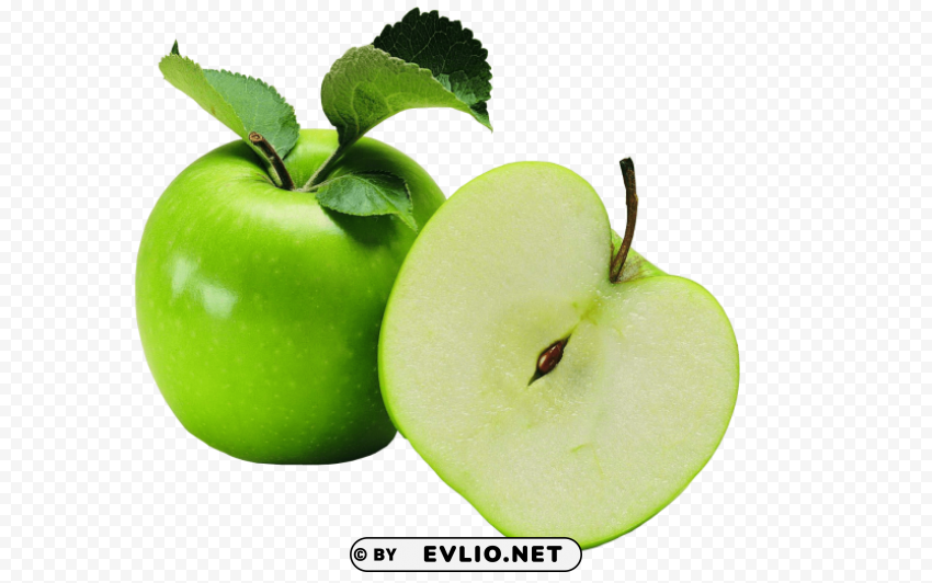 cut green apple Transparent Cutout PNG Graphic Isolation