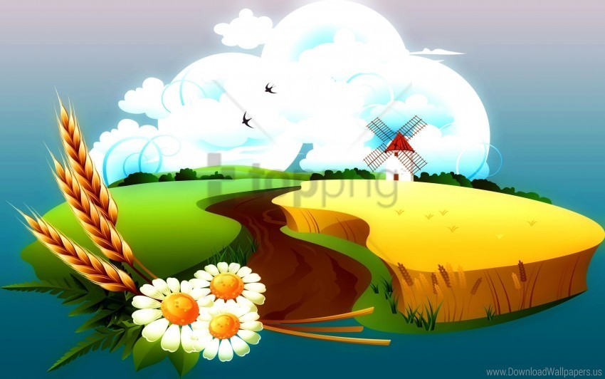 ears of corn flower grass sky wallpaper Clear PNG graphics free