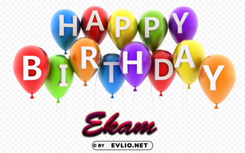 ekam happy birthday vector cake name Isolated Artwork on Transparent Background PNG