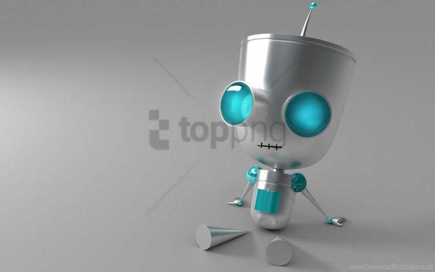 eyes metal robot sit wallpaper PNG Graphic Isolated on Clear Background Detail