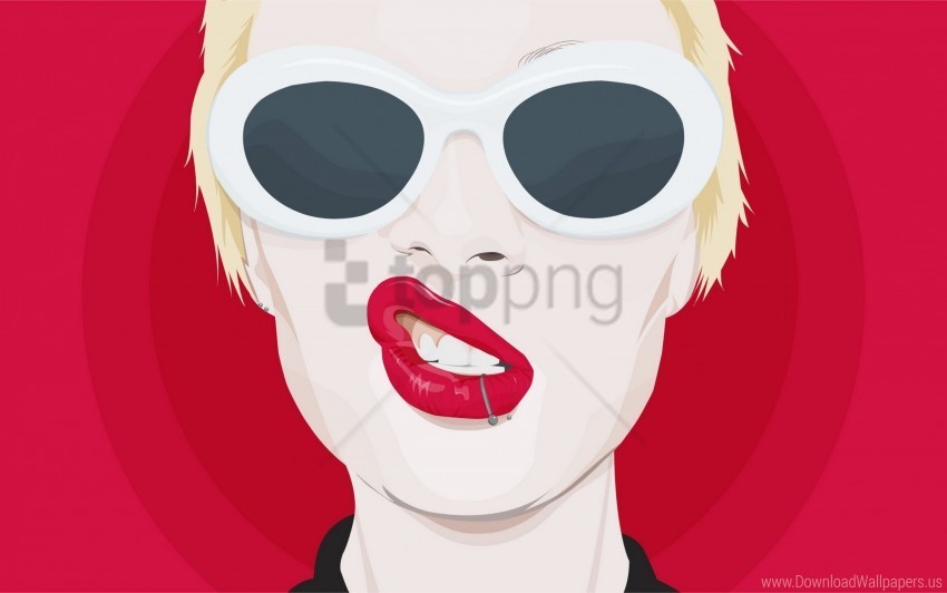 girl lips piercing red wallpaper ClearCut Background PNG Isolation