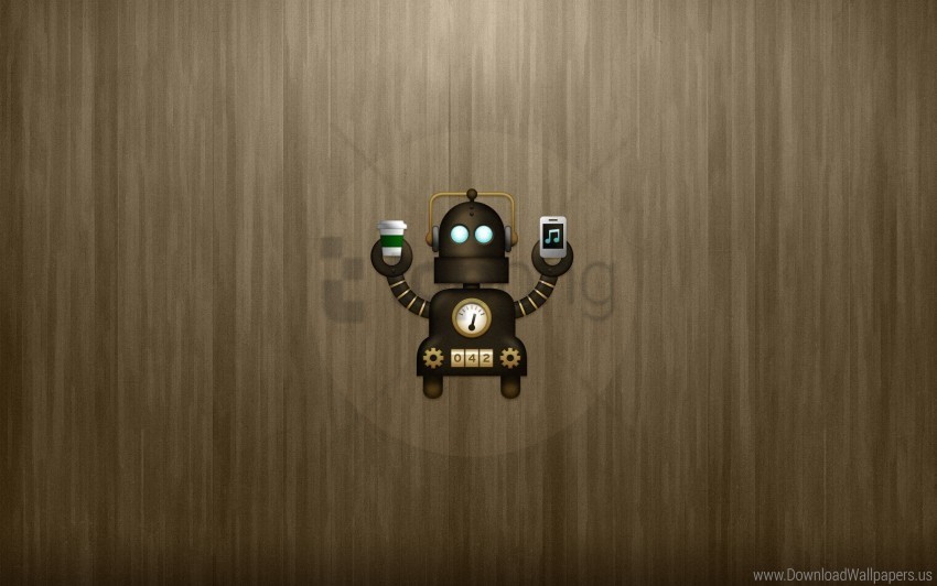 Glass Phone Robot Vector Wallpaper PNG File With Alpha