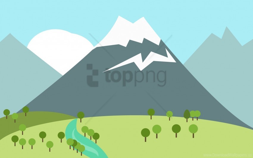 grass mountain peak river snow trail trees wallpaper Isolated Icon in Transparent PNG Format