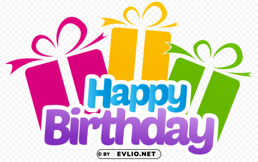 Happy Birthday With Gifts PNG Image With Transparent Isolation