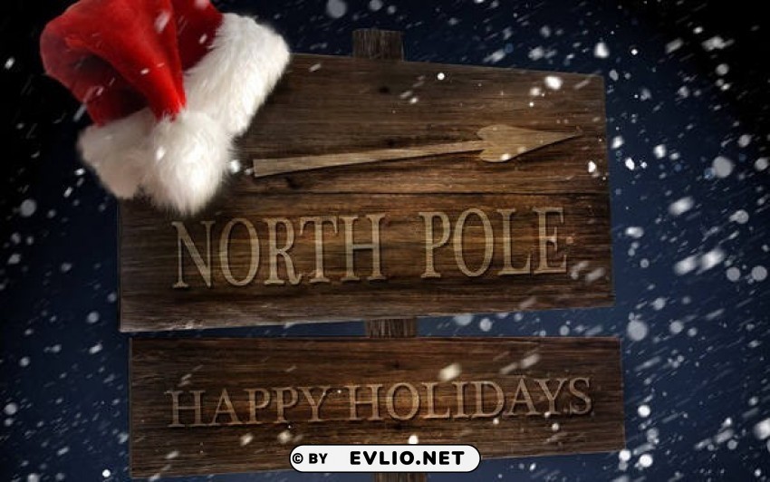 north pole sign with santa hat christmas ClearCut Background PNG Isolated Item