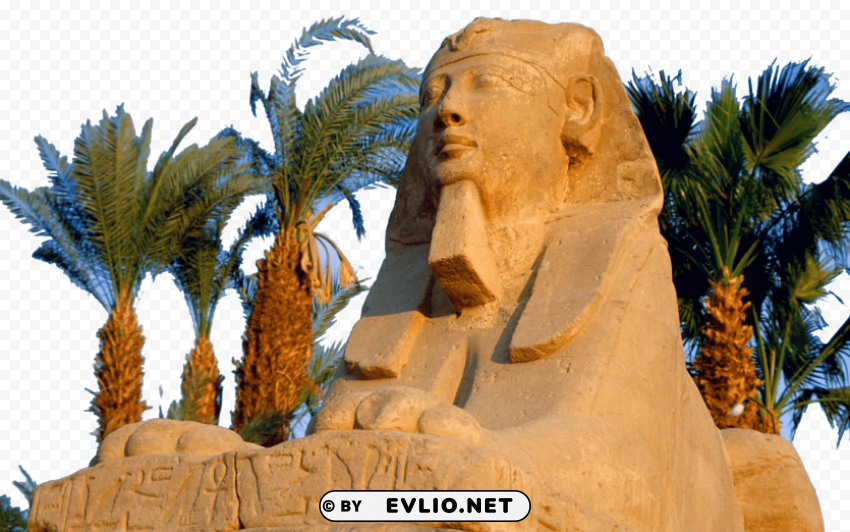 Egyptian Sphinx Statue with Palm Trees PNG images without BG