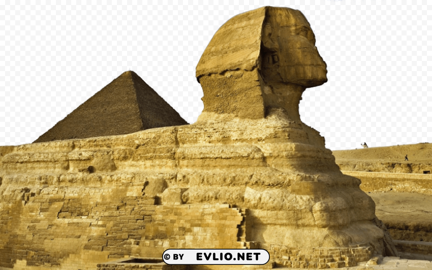 Sphinx and Pyramid in Egypt PNG Isolated Subject with Transparency
