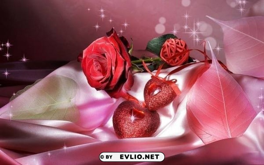 pink wallpaper with roses and hearts Isolated Artwork on Clear Transparent PNG