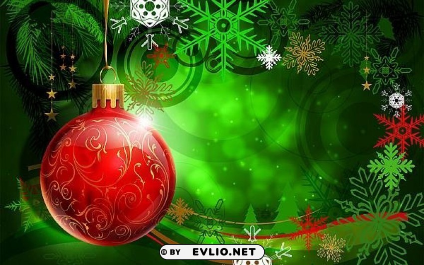 red-christmas-ball-on-green Transparent PNG Isolated Graphic Design