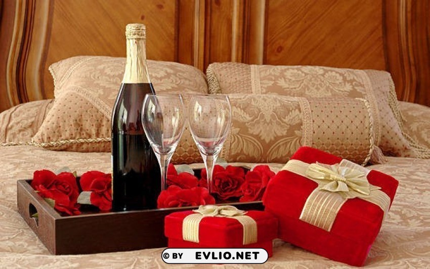 romantic wallpaper with champagne Isolated Artwork in Transparent PNG Format