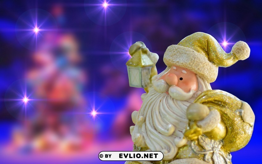 santa claus figurine toy new year christmas shine Isolated Illustration with Clear Background PNG