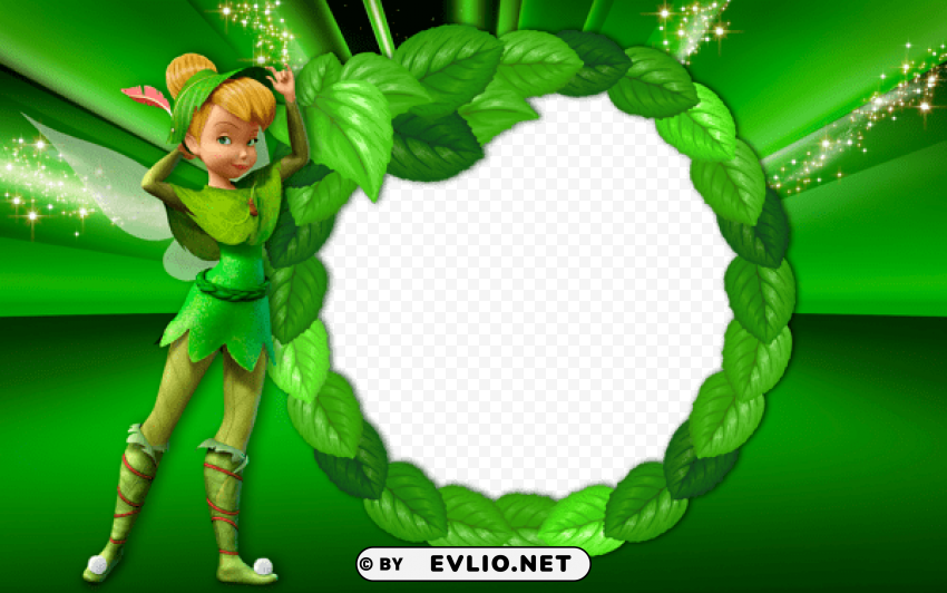 tinkerbell green kids frame Isolated Element on HighQuality Transparent PNG