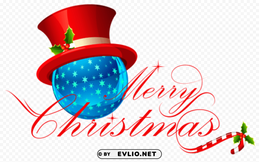 transparent merry christmas with blue ornament Isolated Subject with Clear PNG Background