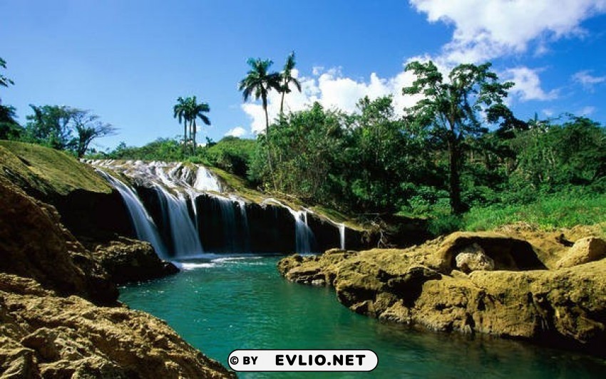 waterfall in cuba wallpaper Transparent PNG Isolated Element with Clarity