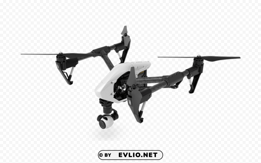 white flying drone PNG with transparent backdrop