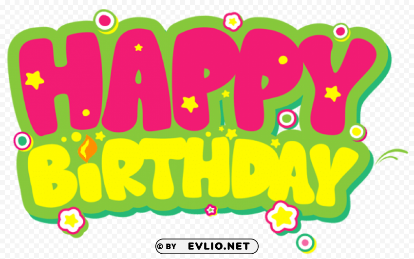 yellow and pink happy birthdaypicture ClearCut Background Isolated PNG Design