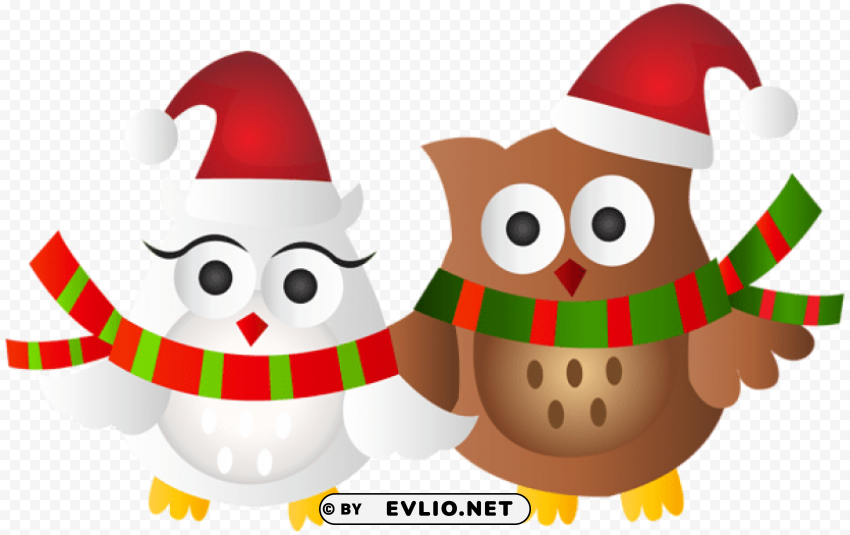 christmas owls transparent PNG isolated