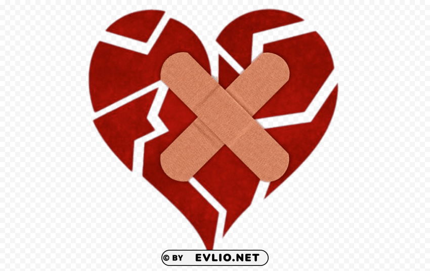 Fragmented Heart With Bandaids PNG Object Isolated With Transparency