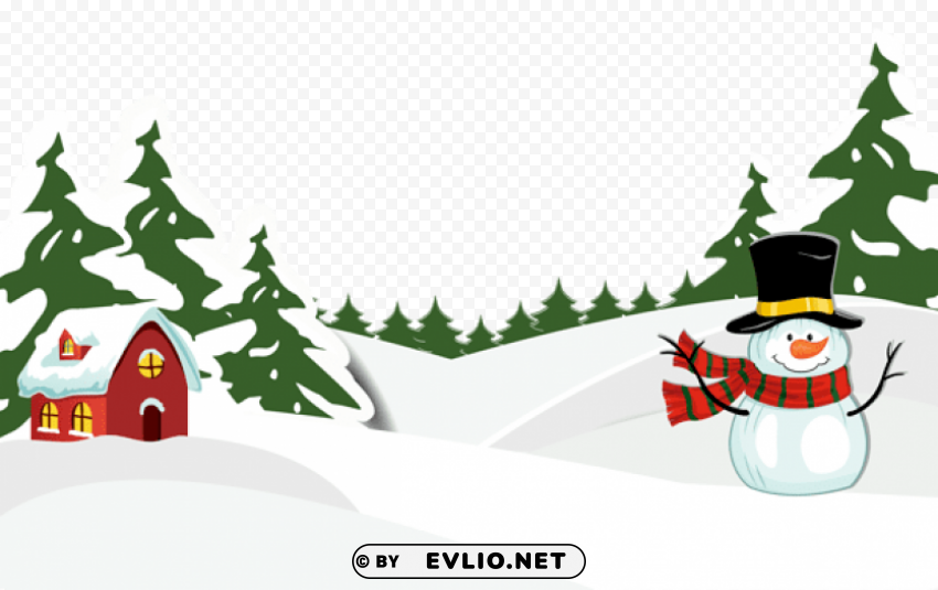 snowy ground with snowman Free transparent PNG