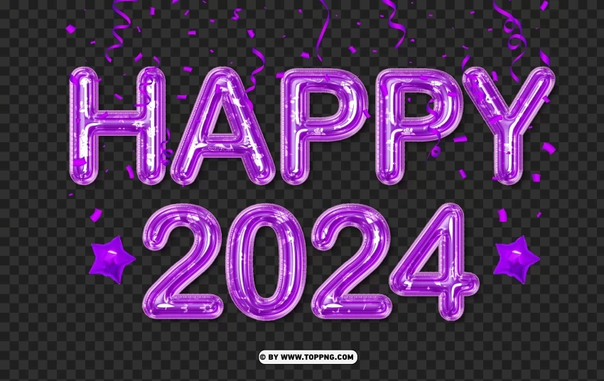 Balloons and Stars Design for 2024 PNG clipart with transparent background