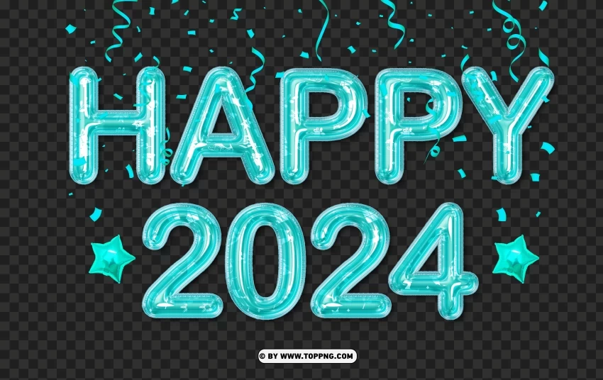 Blue 2024 With Stars Balloons Styles Image PNG clear images