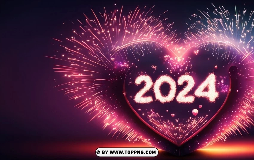 Heart New Year 2024 A Sky Full of Fireworks Background - Image ID 8cbee4d3