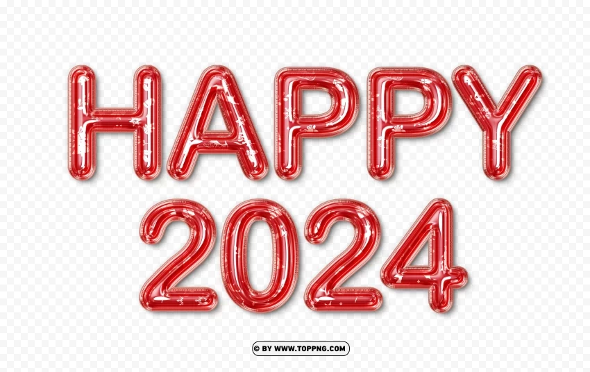 Red Happy 2024 Balloon Design HD PNG Clear Background