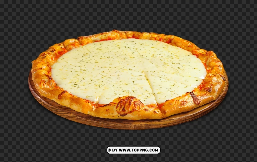 Delicious Cheese Pizza on a Wooden Plate HD PNG images for mockups